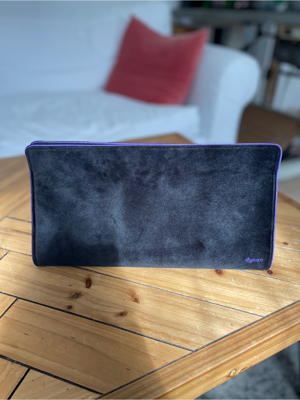 Dyson Black Velvet Pouch with Purple Trim